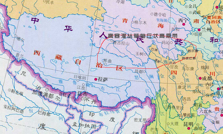 最好的冬蟲夏草在中國地圖上的位置